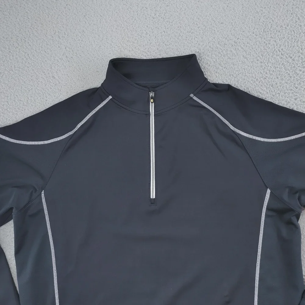 FootJoy Pullover Shirt Mens XL Black Gray Quarter Zip Golf Mock Neck Stretch